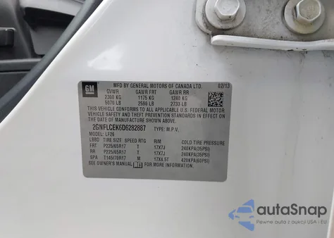 2013 Chevrolet Equinox Ls z USA, uszkodzony, nr VIN 2GNFLCEK6D6282887